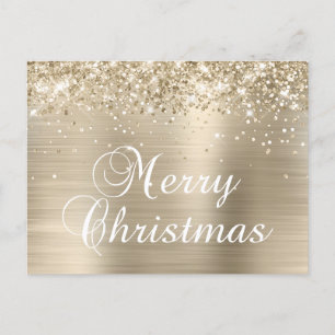 Kerstmis Glitterige Bleke Goud Folie Feestdagenkaart