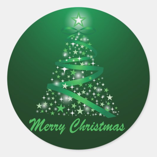 Kerstmis Gloeiende Boom Ronde Sticker (Voorkant)