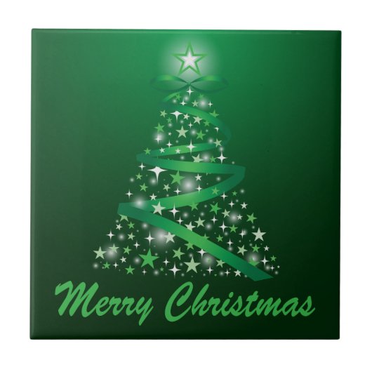 Kerstmis Gloeiende Boom Tegeltje (Voorkant)