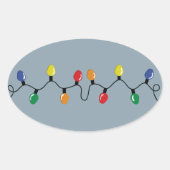 Kerstmis gloeilamp string ovale sticker (Voorkant)
