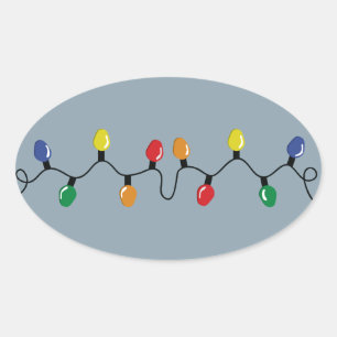 Kerstmis gloeilamp string ovale sticker