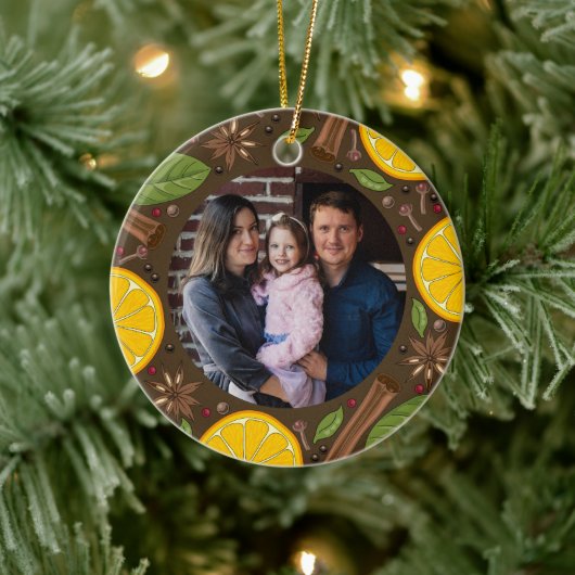 Kerstmis glühwein kruidig bruin keramisch ornament (Boom)