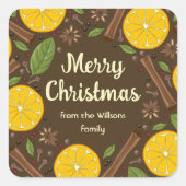 Kerstmis glühwein kruidig bruin vierkante sticker (Voorkant)