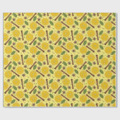 Kerstmis glühwein kruidig geel cadeaupapier (Vlak)