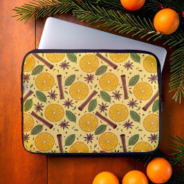 Kerstmis glühwein kruidig geel laptop sleeve