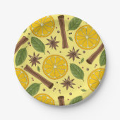 Kerstmis glühwein kruidig geel papieren bordje (Voorkant)