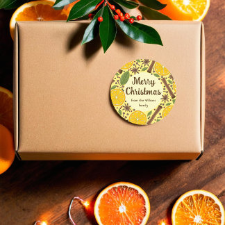 Kerstmis glühwein kruidig geel ronde sticker