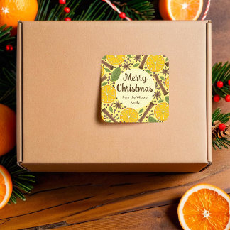Kerstmis glühwein kruidig geel vierkante sticker