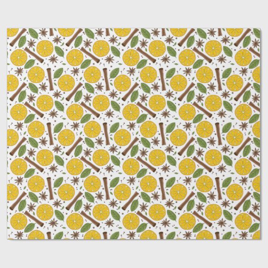 Kerstmis glühwein kruidig wit cadeaupapier (Vlak)