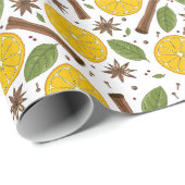 Kerstmis glühwein kruidig wit cadeaupapier (Rol Hoek)