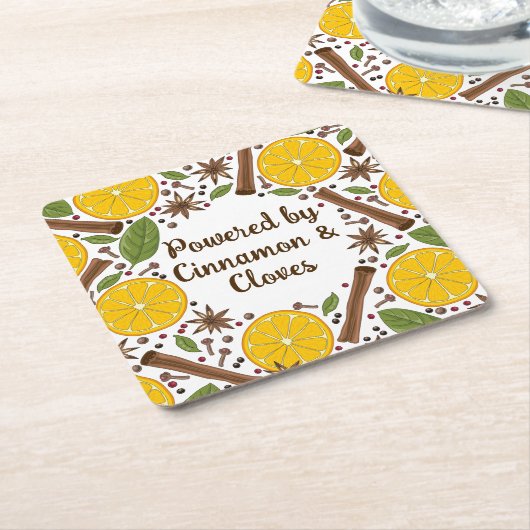 Kerstmis glühwein kruidig wit kartonnen onderzetters (Schuin)