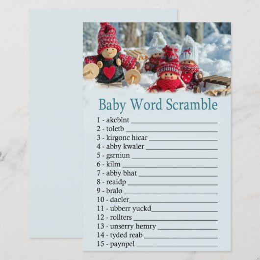 kerstmis gnome Baby word scramble (Voorkant / Achterkant)