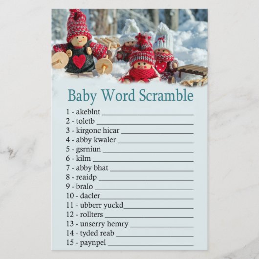 kerstmis gnome Baby word scramble (Voorkant)