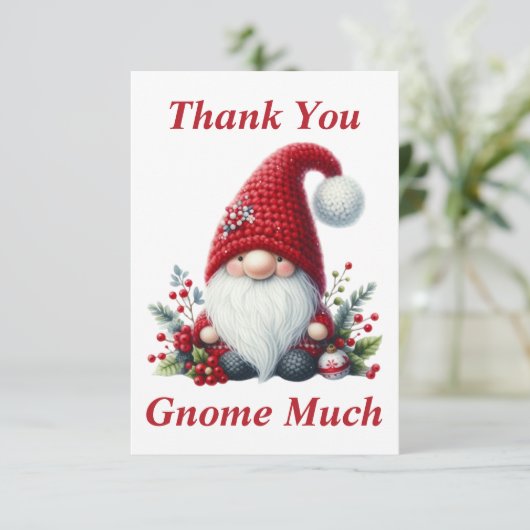 Kerstmis Gnome Dank u kaart (Staand voorkant)