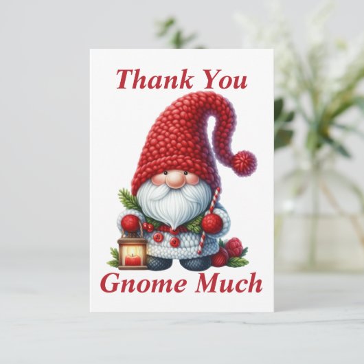 Kerstmis Gnome Dank u kaart (Staand voorkant)