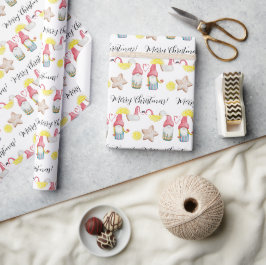 Kerstmis Gnome In Liefde Waterverf Handgeschilderd Cadeaupapier