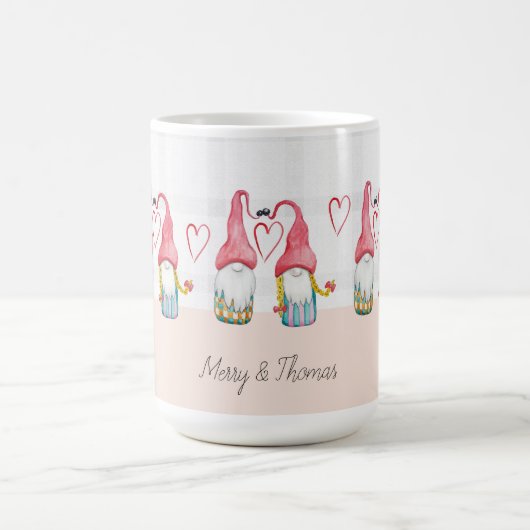 Kerstmis Gnome In Liefde Waterverf Handgeschilderd Koffiemok (Center)