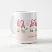 Kerstmis Gnome In Liefde Waterverf Handgeschilderd Koffiemok (Voorkant links)