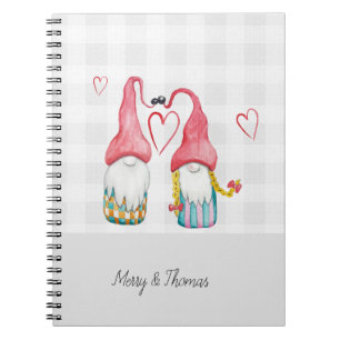 Kerstmis Gnome In Liefde Waterverf Handgeschilderd Notitieboek
