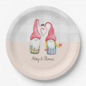 Kerstmis Gnome In Liefde Waterverf Handgeschilderd Papieren Bordje (Voorkant)