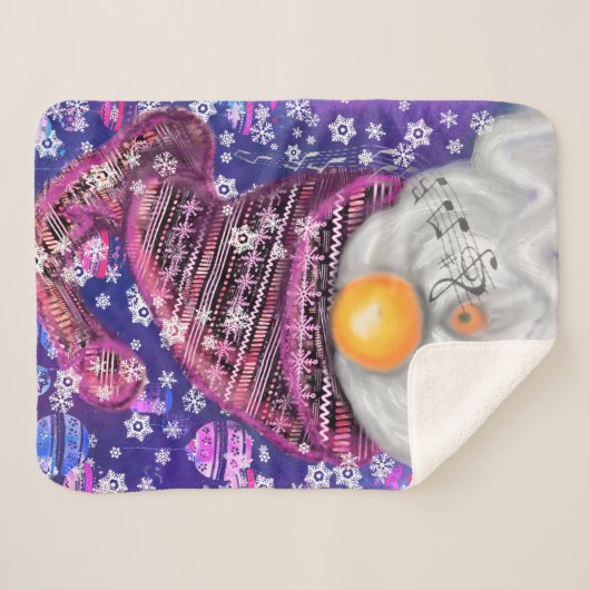 Kerstmis Gnome in Paarse Pet Baby Sherpa Deken (Voorkant (horizontaal))