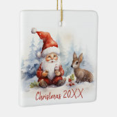 Kerstmis Gnome Met Fawn Keramisch Ornament (Rechts)