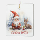 Kerstmis Gnome Met Fawn Keramisch Ornament (Links)