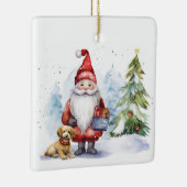 Kerstmis Gnome met Gift Keramisch Ornament (Rechts)