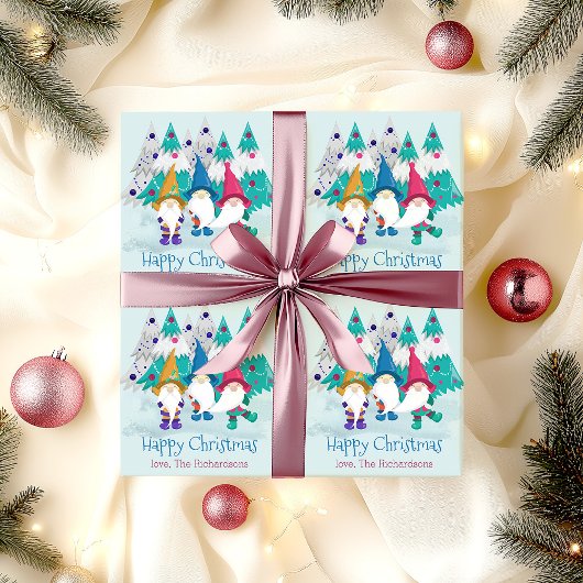 Kerstmis Gnome Schattige en Kleurrijk Gepersonalis Cadeaupapier