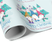 Kerstmis Gnome Schattige en Kleurrijk Gepersonalis Cadeaupapier (Rol Hoek)