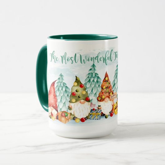 Kerstmis - Gnomen en Gifts 2 Tone Coffee-Mok Mok (Voorkant links)