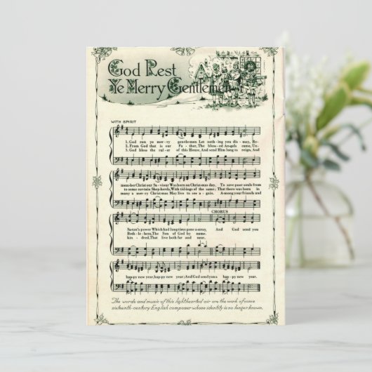 Kerstmis, Gods rust Ye Vrolijke Heren  Feestdagenkaart (Staand voorkant)