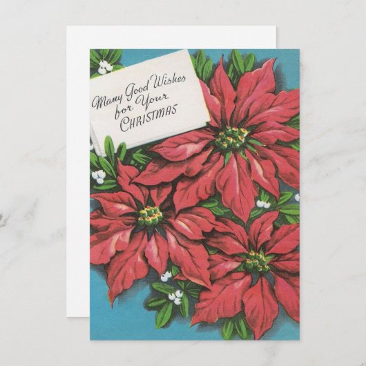 Kerstmis: goede wensen bloem feestdagenkaart (Voorkant / Achterkant)