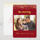 Kerstmis, Gold Confetti, aangepaste foto Feestdagenkaart (Voorkant / Achterkant)