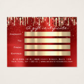Kerstmis - Gold Confetti - Gift Burgundy Drives Visitekaartje (Achterkant)