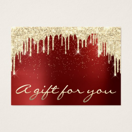 Kerstmis: Gold Confetti Gift Burgundy Red Visitekaartje (Voorkant)