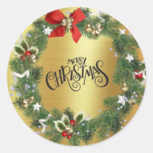 Kerstmis - Gold Foil - Vrolijk kerstfeest Ronde Sticker (Voorkant)