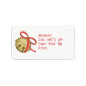 Kerstmis Gold Jingle Bells Red Ribbon Etiket (Voorkant)