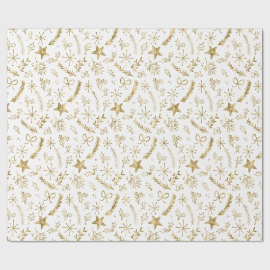 Kerstmis - Gold Shimmer Xmas Pattern - WHV Cadeaupapier (Vlak)