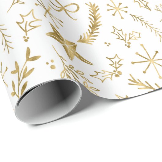 Kerstmis - Gold Shimmer Xmas Pattern - WHV Cadeaupapier (Rol Hoek)