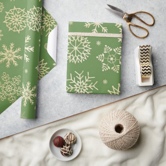 Kerstmis Gold Snowflake Patroon Cadeaupapier (Crafts)