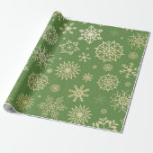 Kerstmis Gold Snowflake Patroon Cadeaupapier (Uitgerold)