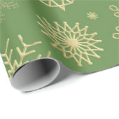 Kerstmis Gold Snowflake Patroon Cadeaupapier (Rol Hoek)