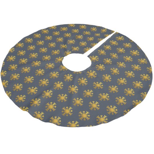 Kerstmis Gold Snowflake Pattern Dark Blue Kerstboom Rok (Gekanteld)