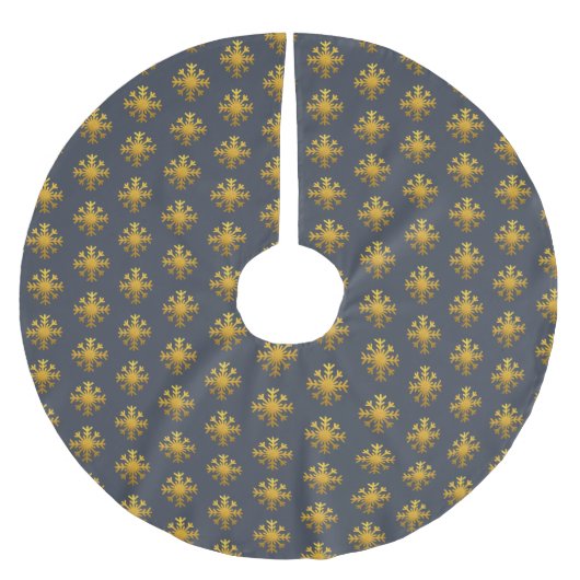 Kerstmis Gold Snowflake Pattern Dark Blue Kerstboom Rok (Voorkant)