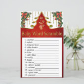 Kerstmis Gold Tree Baby word scramble game (Staand voorkant)