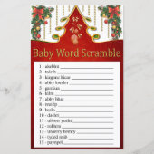 Kerstmis Gold Tree Baby word scramble game (Voorkant)