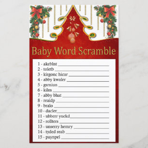 Kerstmis Gold Tree Baby word scramble game