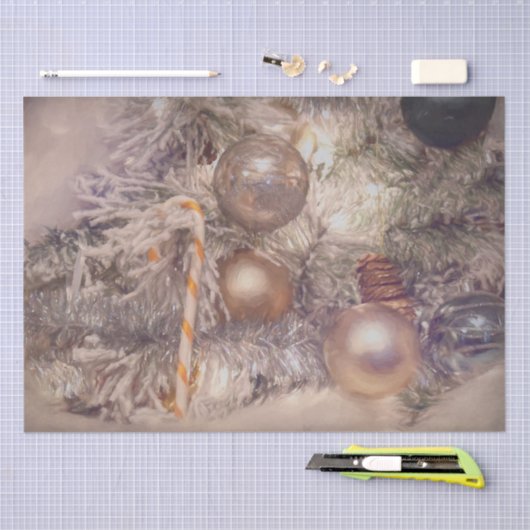 Kerstmis Gold White Holiday Tree Tissuepapier (Craft)