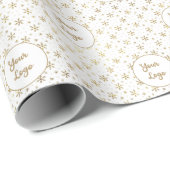 Kerstmis Gold White Snowflake Retail Custom Logo Cadeaupapier (Rol Hoek)